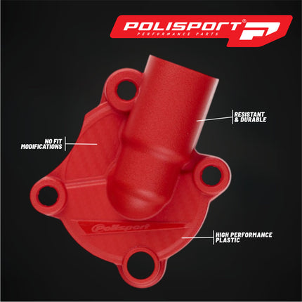 Polisport Motocross Motorcycles (MX) Water Pump cover for Honda CRF250R (2018-2024) CRF250RX (2019-2024) Dirt Bikes - Impact & Abrasion Resistant PA6 Plastic for  - Easy Install Durable - Red