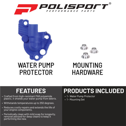 Polisport Motocross Motorcycles (MX) Water Pump cover for Yamaha YZ250F(2015-2022) & YZ450F(2010-2022) Dirt Bikes - Durable Abrasion & Rock Impact Guard, High-Temp Resistant PA6 Polyamide Shell - Blue