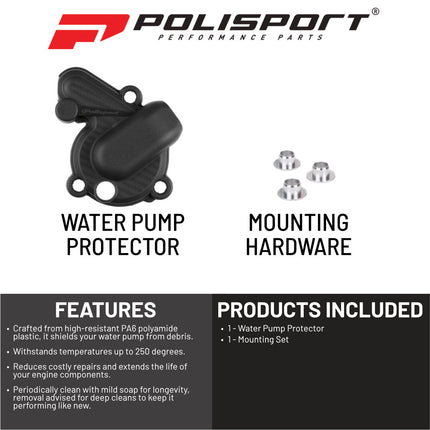 Polisport Motocross Motorcycles (MX) Water Pump cover for Sherco SEF250 & SEF300 (2016-2023) Dirt Bikes - High-Impact PA6 Polyamide, Abrasion & Heat Resistant - Black