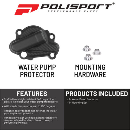 Polisport Motocross Motorcycles (MX) Water Pump cover for Sherco SE250 & SE300 (2016-2024) Dirt Bikes - Durable PA6 Polyamide, High-Impact & Heat Resistant - Black