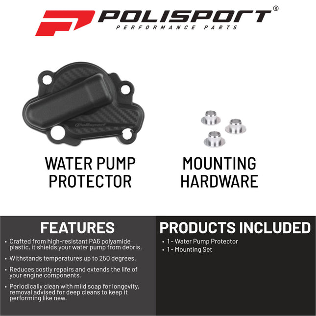 Polisport Motocross Motorcycles (MX) Water Pump cover for Sherco SE250 & SE300 (2016-2024) Dirt Bikes - Durable PA6 Polyamide, High-Impact & Heat Resistant - Black