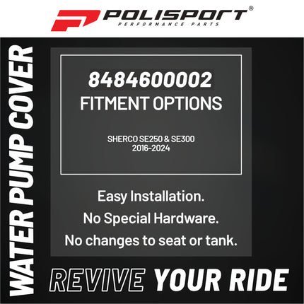 Polisport Motocross Motorcycles (MX) Water Pump cover for Sherco SE250 & SE300 (2016-2024) Dirt Bikes - Durable PA6 Polyamide, High-Impact & Heat Resistant - Black