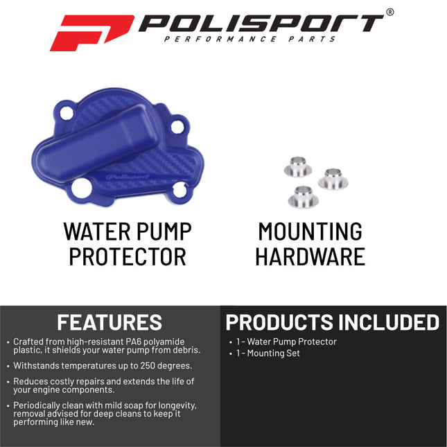 Polisport Motocross Motorcycles (MX) Water Pump cover for Sherco SE250 & SE300 (2016-2024) Dirt Bikes - Durable PA6 Polyamide, High-Impact & Heat Resistant - Blue