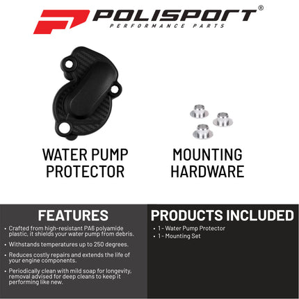 Polisport Motocross Motorcycles (MX) Water Pump cover for Beta 350/390/430/450/480 RR (2020-2021) Dirt Bikes - Durable PA6 Polyamide, High-Impact & Heat Resistant, Easy Bolt-On Installation - Black