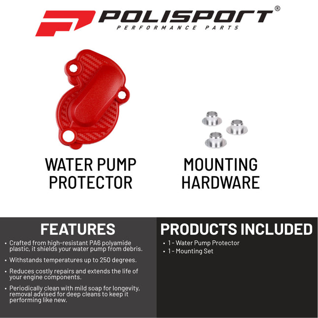 Polisport Motocross Motorcycles (MX) Water Pump cover for Beta 350/390/430/450/480 RR (2020-2021) Dirt Bikes - Durable PA6 Polyamide, High-Impact & Heat Resistant, Easy Bolt-On Installation - Red