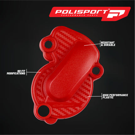 Polisport Motocross Motorcycles (MX) Water Pump cover for Beta 350/390/430/450/480 RR (2020-2021) Dirt Bikes - Durable PA6 Polyamide, High-Impact & Heat Resistant, Easy Bolt-On Installation - Red
