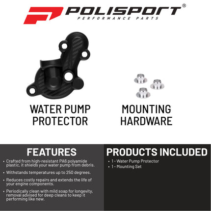 Polisport Motocross Motorcycles (MX) Water Pump cover for Beta RR 2T & 4T (2016-2024) Dirt Bikes - Durable PA6 Polyamide, High-Impact & Heat Resistant, Easy Bolt-On Installation - Black