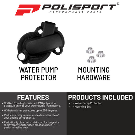 Polisport Motocross Motorcycles (MX) Water Pump cover for KTM EXC-F 450/500 (2017-2024) and Husqvarna FE 450/501 (2017-2023) Dirt Bikes - Durable PA6 Polyamide, Impact and Abrasion Resistant - Black