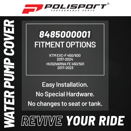 Polisport Motocross Motorcycles (MX) Water Pump cover for KTM EXC-F 450/500 (2017-2024) and Husqvarna FE 450/501 (2017-2023) Dirt Bikes - Durable PA6 Polyamide, Impact and Abrasion Resistant - Black