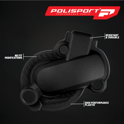 Polisport Motocross Motorcycles (MX) Water Pump cover for KTM EXC-F 450/500 (2017-2024) and Husqvarna FE 450/501 (2017-2023) Dirt Bikes - Durable PA6 Polyamide, Impact and Abrasion Resistant - Black