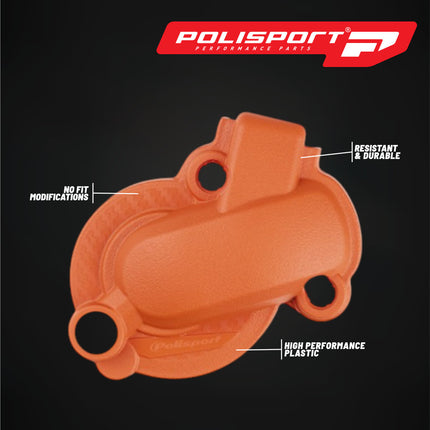 Polisport Motocross Motorcycles (MX) Water Pump cover for KTM EXC-F 450/500 (2017-2022) and KTM SX-F 450 (2016-2024) Dirt Bikes - Durable PA6 Polyamide, Impact and Abrasion Resistant - Orange