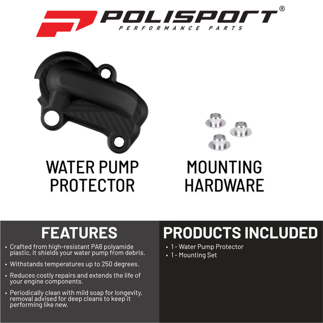 Polisport Motocross Motorcycles (MX) Water Pump cover for KTM EXC 250/300 (2020-2023), Husqvarna TE 250/300 (2020-2023), KTM SX 250/300 (2019-2022), and Husqvarna TC 250 (2019-2022) Dirt Bikes - Black