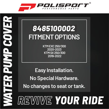 Polisport Motocross Motorcycles (MX) Water Pump cover for  KTM EXC 250/300 (2020-2023) and KTM SX 250/350 (2019-2022) Dirt Bikes - Durable PA6 Polyamide, Impact and Abrasion Resistant - Orange