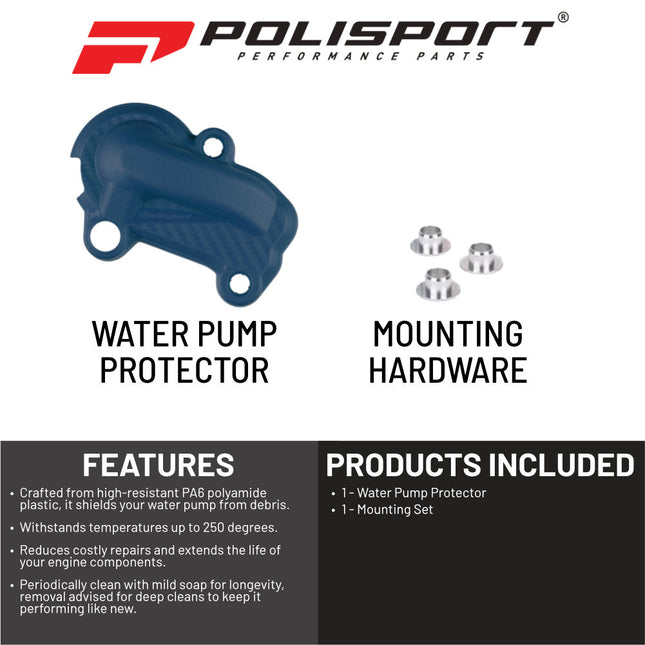 Polisport Motocross Motorcycles (MX) Water Pump cover for Husqvarna TE 250/300 (2020-23) and Husqvarna TC 250 (2019-22) Dirt Bikes - Durable PA6 Polyamide, Impact and Abrasion Resistant - Navy Blue