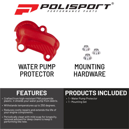 Polisport Motocross Motorcycles (MX) Water Pump cover for GasGas EC 300 Enduro (2021-2023) Dirt Bikes - High-Impact PA6 Polyamide Guard, Abrasion-Resistant with Textured Finish - Red