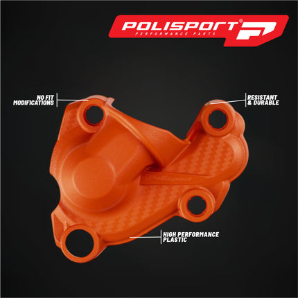 Polisport Motocross Motorcycles (MX) Water Pump cover for KTM EXC-F 250/350 (2017-2023) & SX-F 250/350 (2016-2022) Dirt Bikes - High-Impact Plastic Guard - Orange