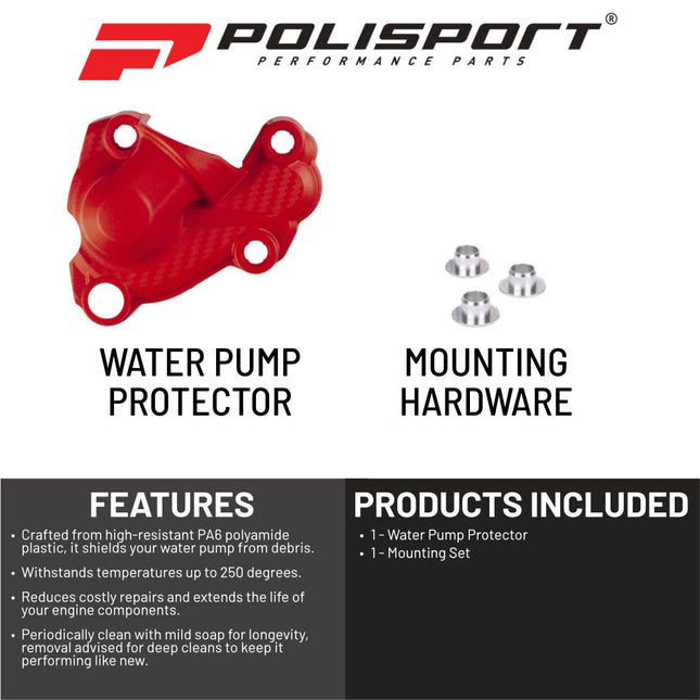 Polisport Motocross Motorcycles (MX) Water Pump cover for GasGas MC 250F/350F & EC 250F/350F (2021-2022) Dirt Bikes - Durable PA6 Polyamide Guard, Shields Against Trail Debris - Red