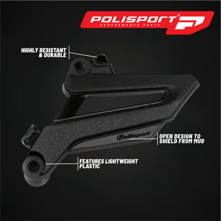 Polisport Front Sprocket Protector Guard Durable Impact Shield for Honda CRF250R (2018-25) Mud-Resistant (Black)