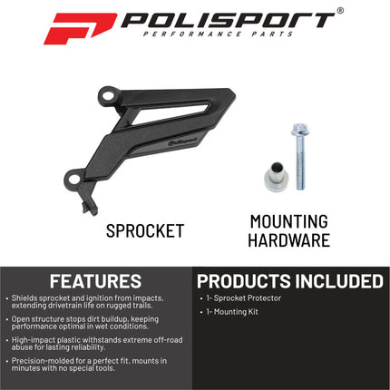 Polisport Front Sprocket Protector Guard Durable Impact Shield for Honda CRF 450R/CRF 450RX (2021-25) Mud-Resistant (Black)