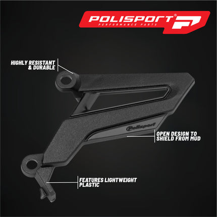 Polisport Front Sprocket Protector Guard Durable Impact Shield for Honda CRF 450R/CRF 450RX (2021-25) Mud-Resistant (Black)