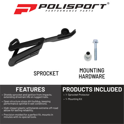 Polisport Front Sprocket Protector Guard Durable Impact Shield for Beta RR2T/4T (2020-24) RR X-PRO 2T/4T (2025) Mud-Resistant (Black)