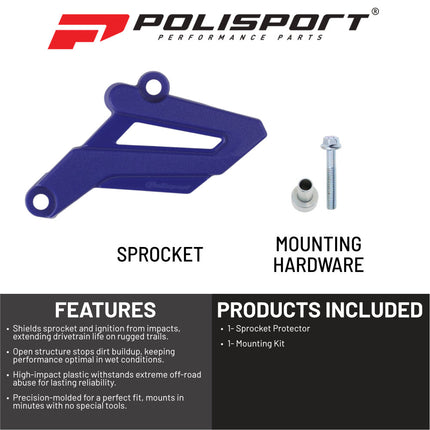 Polisport Front Sprocket Protector Guard Durable Impact Shield for Sherco SE 125/250/300 (2014-24) SE-F 250/300 (2012-24) SE-F 500 (2018-24) Mud-Resistant (Blue)