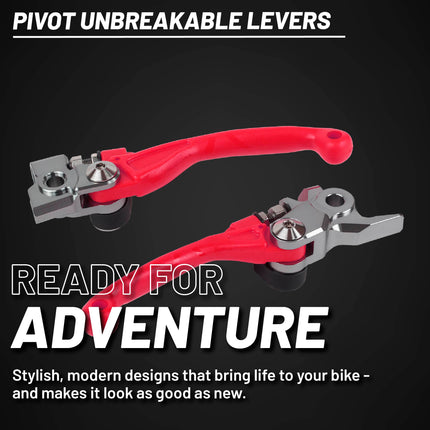Polisport Pivot Unbreakable Levers Kit, Fits Honda CRF 250R/250RX/250X/450R/450RX/450X (2007-2024) Motocross (MX/Enduro) Brake/Clutch Levers, Durable Composite, OEM Shape, Easy Install, Red