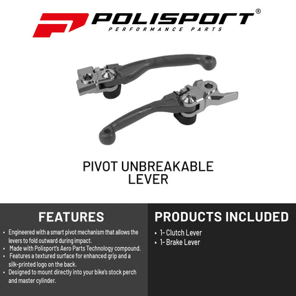 Polisport  Pivot Unbreakable Levers Kit - Fits: Honda CRF 250R/250RX/450R/450RX (2007-2024) Motocross (MX/Enduro) Brake/Clutch Levers, Durable Composite, OEM Shape, Easy Install, Nardo Grey