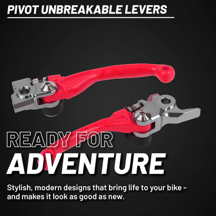 Polisport  Pivot Unbreakable Levers Kit - Fits: Honda CRF 450R (2021-2025) Motocross (MX/Enduro) Brake/Clutch Levers, Durable Composite, OEM Shape, Easy Install, Red
