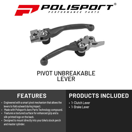 Polisport  Pivot Unbreakable Levers Kit - Fits: Honda CRF 250RX (2021-2023) Motocross (MX/Enduro) Brake/Clutch Levers, Durable Composite, OEM Shape, Easy Install, Nardo Grey