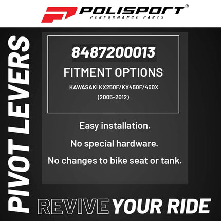 Polisport  Pivot Unbreakable Levers Kit - Fits: Kawasaki KX250F/KX450F (2005-2012) Motocross (MX/Enduro) Brake/Clutch Levers, Durable Composite, OEM Shape, Easy Install, Nardo Grey
