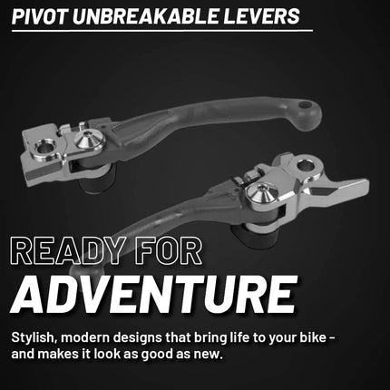 Polisport  Pivot Unbreakable Levers Kit - Fits: Kawasaki KX250F/KX450F (2005-2012) Motocross (MX/Enduro) Brake/Clutch Levers, Durable Composite, OEM Shape, Easy Install, Nardo Grey