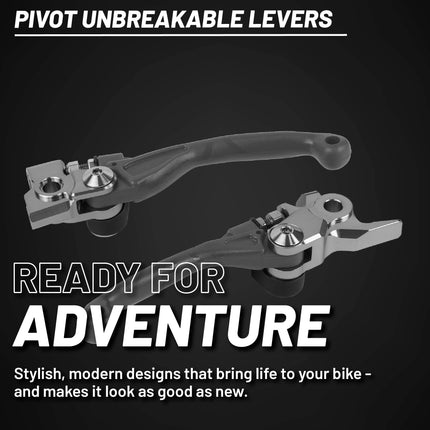 Polisport  Pivot Unbreakable Levers Kit - Fits: Kawasaki KX250/KX450 (2013-2020) Motocross (MX/Enduro) Brake/Clutch Levers, Durable Composite, OEM Shape, Easy Install, Nardo Grey