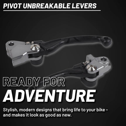 Polisport  Pivot Unbreakable Levers Kit Fits Kawasaki KX250/KX450/KX250X/KX450X/KX450SR (2019-2023) Motocross (MX/Enduro) Brake/Clutch Levers, Durable Composite, OEM Shape Easy Install Black