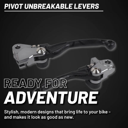 Polisport  Pivot Unbreakable Levers Kit - Fits: Suzuki RM-Z 450 (2005-2023) RMZ 250 (2007-2022) Motocross (MX/Enduro) Brake/Clutch Levers, Durable Composite, OEM Shape, Easy Install, Black