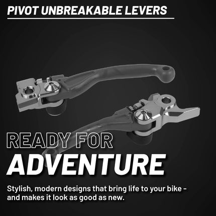 Polisport  Pivot Unbreakable Levers Kit - Fits: Suzuki RM-Z 450 (2005-2023) RMZ 250 (2007-2022) Motocross (MX/Enduro) Brake/Clutch Levers, Durable Composite, OEM Shape, Easy Install, Nardo Grey
