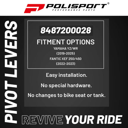 Polisport  Pivot Unbreakable Levers Kit - Fits: Yamaha YZ/WR (2019-2025); Fantic XEF 250/450 (2022-2023) Motocross (MX/Enduro) Brake/Clutch Levers, Durable Composite, OEM Shape, Easy Install, Black