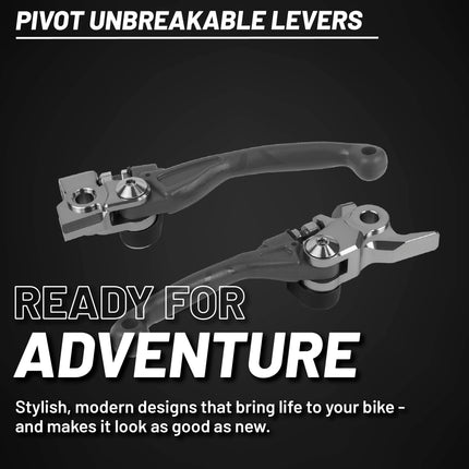 Polisport  Pivot Unbreakable Levers Kit Fits Yamaha YZ125/250, YZ250F/450F, YZ250FX, YZ450FX (2009-2022) Motocross MX/Enduro Brake/Clutch Levers Durable Composite OEM Shape Easy Install NardoGrey