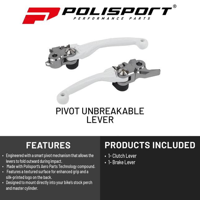 Polisport Pivot Levers Kit Fits Sherco SE/SEF (2017-26), Husqvarna FC/FE 250-450 (2014-16), KTM EXC/EXC-F/SX/SX-F 250-450 (2014-25) MX/Enduro Brake/Clutch Durable OEM Shape Easy Install White