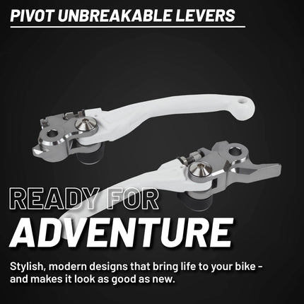 Polisport Pivot Levers Kit Fits Sherco SE/SEF (2017-26), Husqvarna FC/FE 250-450 (2014-16), KTM EXC/EXC-F/SX/SX-F 250-450 (2014-25) MX/Enduro Brake/Clutch Durable OEM Shape Easy Install White