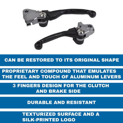 Polisport Pivot Levers Kit - Fits Sherco SE/SEF (2017-26), Triumph TF 250X/450RC (2024-25), Husqvarna FC/FE, KTM EXC/EXC-F/SX/SX-F 250-450 (2014-25) MX Brake/Clutch, Durable OEM Shape, Black