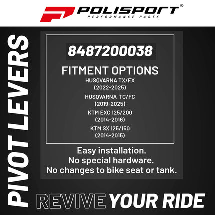 Polisport Pivot Levers Kit - Fits Husqvarna TX/FX (2022-25), TC/FC (2019-25), KTM EXC 125/200 (2014-16), SX 125/150 (2014-15) MX Brake/Clutch, Durable Composite, OEM Shape, Easy Install, Black