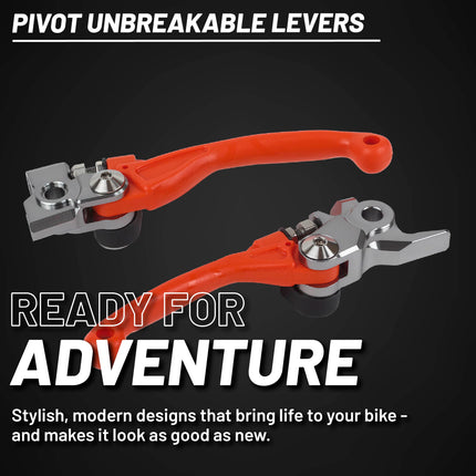 Polisport  Pivot Unbreakable Levers Kit - Fits: KTM 125 SX / 150 SX (2014-2015) Motocross (MX) Brake/Clutch Levers, CNC Adapter, 3-Finger Design, OEM Feel, Easy Install, Red