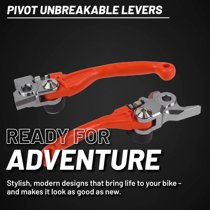 Polisport  Pivot Unbreakable Levers Kit - Fits: KTM FREERIDE (2014-2017) KTM SX85 (2013-2025) Motocross (MX/Enduro) Brake/Clutch Levers, Durable Composite, OEM Shape, Easy Install, Orange