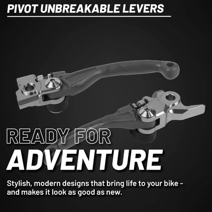 Polisport  Pivot Unbreakable Levers Kit - Fits: KTM FREERIDE (2014-2017) KTM SX85 (2013-2025) Motocross (MX/Enduro) Brake/Clutch Levers, Durable Composite, OEM Shape, Easy Install, Nardo Grey
