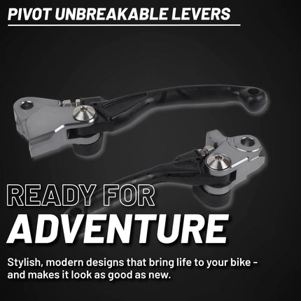 Polisport  Pivot Unbreakable Levers Kit - Fits: Husqvarna TC/TE/FE/FX/TX (2019-2021) Motocross (MX/Enduro) Brake/Clutch Levers, CNC Adapter, 3-Finger Design, OEM Feel, Easy Install, Black