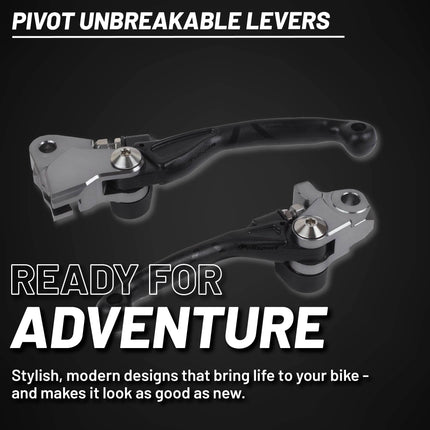 Polisport  Pivot Unbreakable Levers Kit - Fits: Honda CR125R/CR250R (2004-2007) Motocross (MX/Enduro) Brake/Clutch Levers, APT Composite, CNC Adapter, OEM Feel, Easy Install, Black