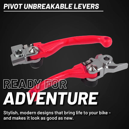 Polisport  Pivot Unbreakable Levers Kit - Fits: Honda CR125R/CR250R (2004-2007) Motocross (MX/Enduro) Brake/Clutch Levers, APT Composite, CNC Adapter, OEM Feel, Easy Install, Red