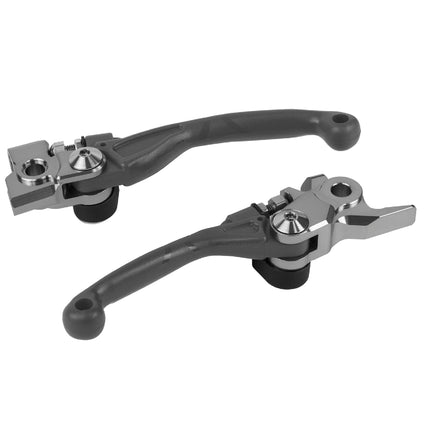Polisport  Pivot Unbreakable Levers Kit - Fits: Honda CR125R/CR250R (2004-2007) Motocross (MX/Enduro) Brake/Clutch Levers, APT Composite, CNC Adapter, OEM Feel, Easy Install, Nardo Grey