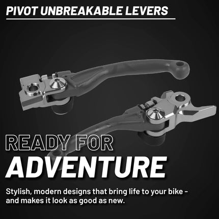 Polisport  Pivot Unbreakable Levers Kit - Fits: Honda CR125R/CR250R (2004-2007) Motocross (MX/Enduro) Brake/Clutch Levers, APT Composite, CNC Adapter, OEM Feel, Easy Install, Nardo Grey